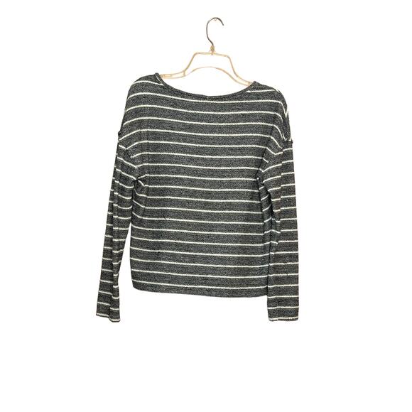 Anthropologie Devin Textured Sweatshirt Toned Grey Striped Sweater sz medium - Picture 4 of 14